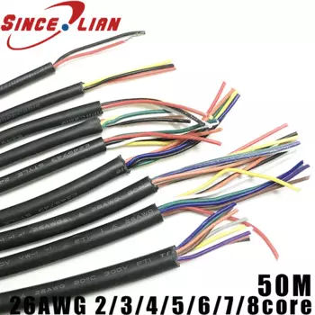 Электрический светодиодный кабель 50 м, 26AWG, 2 ядра, 3 ядра, 4 ядра, 5 ядер, 6 ядер, 7 ядер, 8 ядер, компьютерный провод UL2464 канала