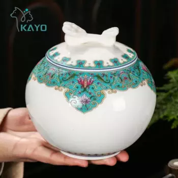 Эмалированная большая урна для домашних животных, керамическая канистра Ruyi, Оловянная герметичная, хранение зол для собак и кошек, похоронные принадлежности, памятные принадлежности