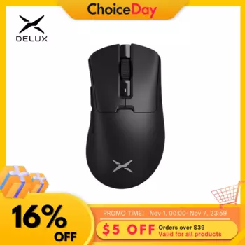 Эргономичная беспроводная игровая мышь Delux M900Pro 8K PAW3395, магнитная зарядная док-станция RGB, перезаряжаемая проводная мышь для ПК с большой рукой