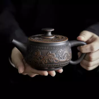 Jianshui фиолетовый стеклянный чайник ручная роспись античный рельефный чайник домашний чайник
