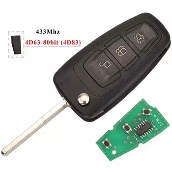 Jingyuqin 3 кнопки 4D63 4D60 чип 433 МГц ASK Флип брелок для Ford C-Max Focus Fiesta Mondeo пульт дистанционного управления HU101 Blade