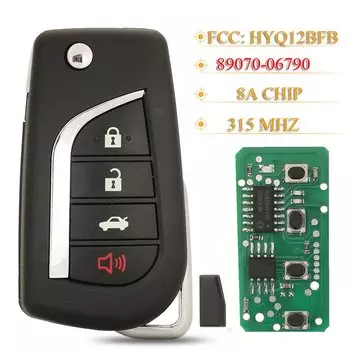 Jingyuqin 4 кнопки складной умный дистанционный автомобильный брелок HYQ12BFB 315 МГц 8A чип 89070-06790 для Toyota Camry 2018-2020