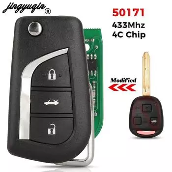 Jingyuqin 50171 дистанционный Автомобильный ключ 433 МГц для Toyota Prado 120 RAV4 Kluger Previa FJ Cruiser Land Cruiser 100 fob 4C Чип toy43