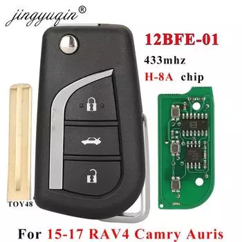 Jingyuqin для Toyota Camry RAV4 Auris 2015 + дистанционный брелок 12BFE-01, модель 433 МГц H (8A), чип, 3-кнопочный автомобильный ключ