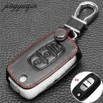 Jingyuqin кожаный чехол для автомобильного ключа для LADA Sedan Largus Kalina Granta Vesta X-Ray XRay для Renault комплект чехлов для дистанционного ключа