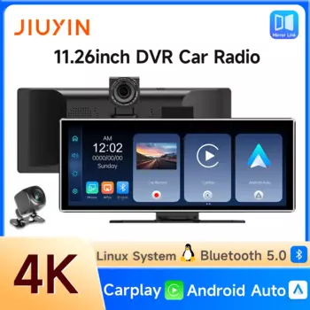 JIUYIN 4K HD DVR 11,26 дюймов Универсальный автомобильный радиоприемник Мультимедийная навигация Беспроводной CarPlay Apple Android Авто Зеркальный музыкальный плеер андроид автомагнитола