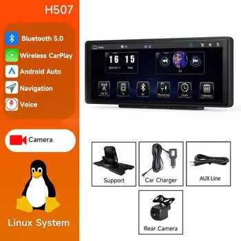 JIUYIN 6,86 дюймовый автомобильный радиоприемник Универсальный беспроводной Carplay Apple Android Автомобильная Мультимедийная навигация Сенсорный экран музыкальный плеер