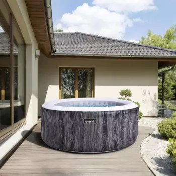 JLeisure graywood 65-дюймовая 3-местная круглая надувная гидромассажная Ванна с панелью управления, защитой для пола и портативной фотографией