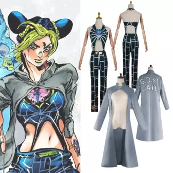 JoJo's Bizarre Adventure Stone Ocean Косплей Джолин Куджо Накидка Тренч Плащ Аниме Костюм Одежда на Хэллоуин ACGN