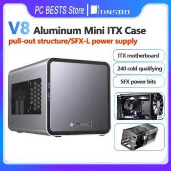 Jonsbo V8 телефон Настольный Мини Выдвижной шасси ITX материнская плата 240 с водяным охлаждением SFX-L Источник питания алюминий 330 мм графика