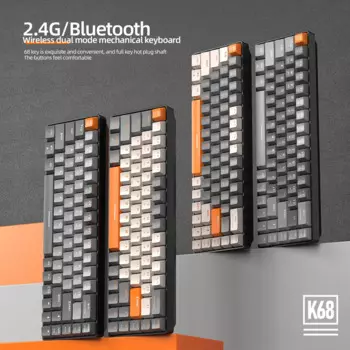 K68 2,4G Bluetooth механическая клавиатура горячей замены красный и синий переключатель USB Type-C игровое мобильное устройство