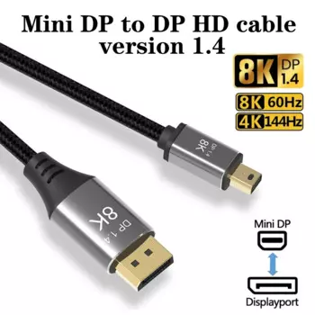 Кабель 8K Mini DP-DP Кабели 8K 60 Гц 4K 144 Гц Кабели Mini DisplayPort для передачи аудио-видео DisplayPort для монитора ноутбука