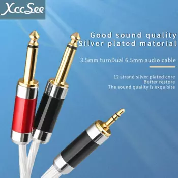 Кабель HiFi 3,5 мм, преобразователь, двойной аудиокабель 6,5 мм, AUX 3,5 до 6,35, звуковая карта мобильного компьютера, миксерские кабели