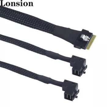 Кабель-переходник MINI SAS Slimline SFF-8654 8i 4.0 на 2 порта SAS HD SFF-8643