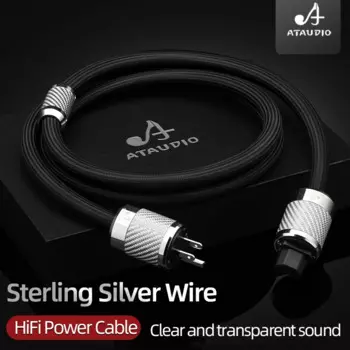 Кабель питания ATAUDIO HiFi 6N из стерлингового серебра, высококлассный аудиофил, шнур питания с вилками EU/US /AU для усилителя ЦАП фильтра питания