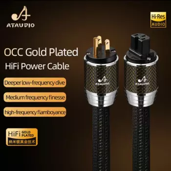 Кабель питания ATAUDIO HiFi OCC позолоченный аудиокабель с высококлассным покрытием для ЕС/США/Австралии, защитная вилка из углеродного волокна для усилителя фильтра