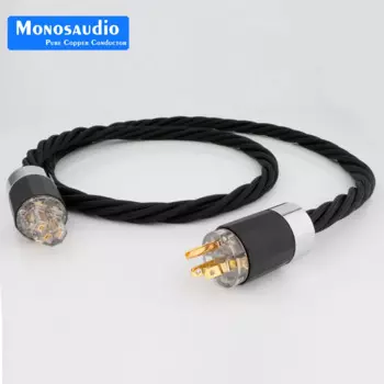 Кабель питания Monosaudio 5N из чистого серебра США/ЕС, позолоченный штекер Hi-Fi, усилитель переменного тока, аудиокабель с оплеткой из чистой меди