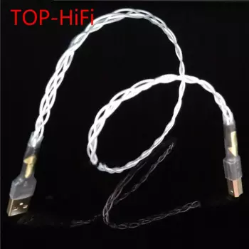 Кабель USB A-B, Hi-Fi, монокристаллический, серебристый, DAC
