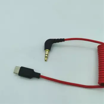 Кабель USB C-3,5 мм для беспроводной камеры Go II, спиральный прямоугольный переходник со штекером AUX TRS, аудиошнур