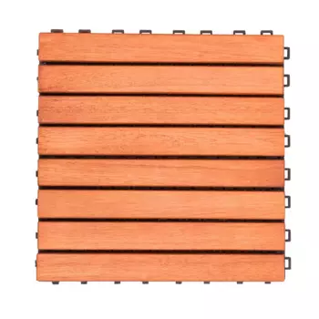Kaia 8-Slat красно-коричневая деревянная соединяющаяся плитка (набор из 10 плиток)