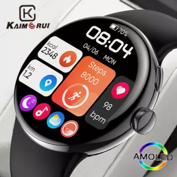 KAIMORUI Смарт-часы с Bluetooth и вызовом для мужчин AMOLED 360 * 360px монитор пульса 3ATM водонепроницаемые плавательные умные часы для мужчин и женщин