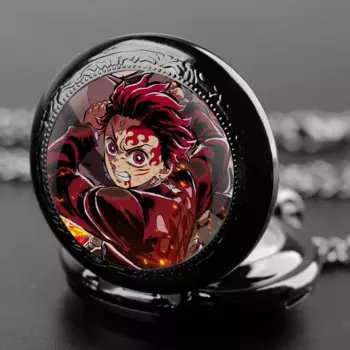Kamado Tanjirou дизайнерские стеклянные купольные кварцевые карманные часы с арабским циферблатом на цепочке идеальный подарок для особых случаев
