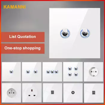 KAMANNI, закаленное стекло, тумблер, розетка, светодиодный, ирис, бытовая, USB розетка, двойной контроль, настенный светильник, переключатель, панель
