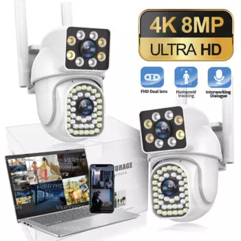 Камера Наружного видеонаблюдения, 8 Мп, 4K, PTZ, Wi-Fi