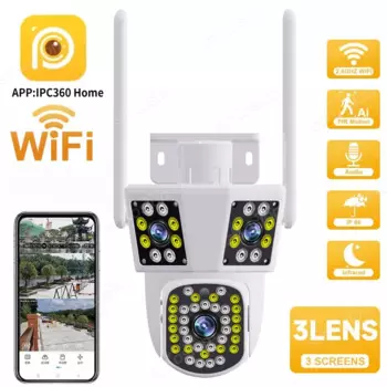 Камера Наружного видеонаблюдения HD, 6K, 12 МП, PTZ, Wi-Fi
