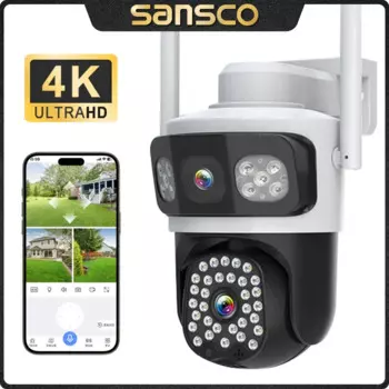 Камера Наружного видеонаблюдения SANSCO, 4K, 8 Мп, PTZ, Wi-Fi