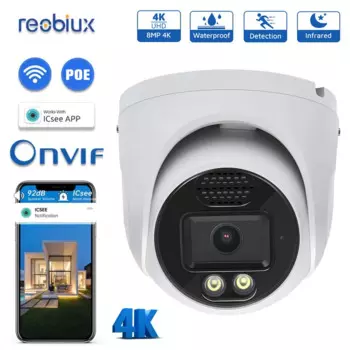 Камера видеонаблюдения Reobiux, 8 Мп, 4K, POE, Wi-Fi, 2,8 мм