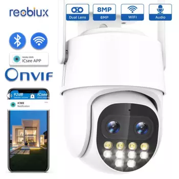 Камера видеонаблюдения Reobiux, 8 Мп, Wi-Fi, цифровой зум