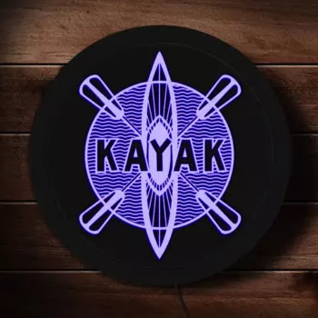Каякинг светодиодный неоновый знак Каяк Весло Настенное искусство округлый настенный светильник каяк и каноэ клуб открытие бизнес знак каякер человек пещера подарок