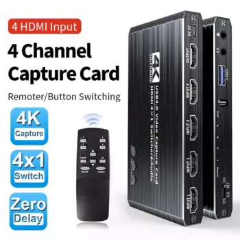 Карта видеозахвата 4K, 4 порта, USB 3,0, HDMI