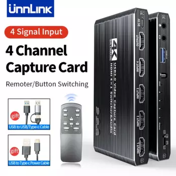 Карта видеозахвата Unnlink 4K, 1080P, 60 кадров/с, HDMI на USB,