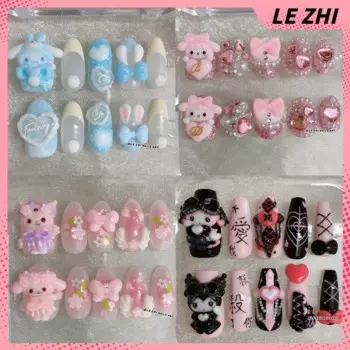 Kawaii 3D кукла ручной работы, милая наклейка для дизайна ногтей Hello Kitty Cinnamoroll Mymelody Kuromi Pochacco, косплей, наклейка для вечеринки на заказ