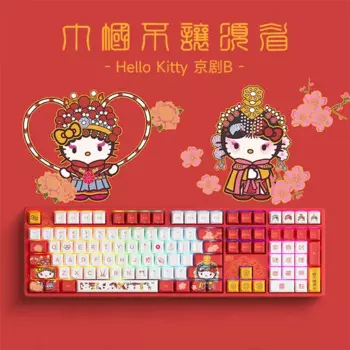 Kawaii Sanrio механическая клавиатура Hello Kitty Melody Cinnamoroll понравилось Kuromi три режима Проводная игровая Офисная Клавиатура вентилятор подарок