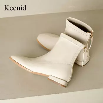 Kcenid/модные женские уличные стильные осенние современные ботинки на молнии, женские ботильоны на массивном низком каблуке с квадратным носком для отдыха