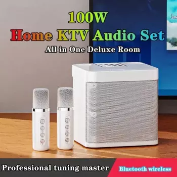 KD-203 караоке 100 Вт Пиковая Высокая мощность портативные Bluetooth колонки Беспроводной двойной микрофон четыре единицы независимый низкочастотный динамик пение