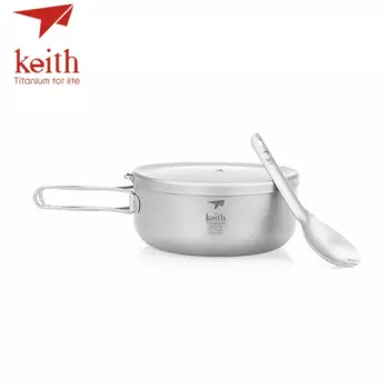Keith титановые складные миски, Ланч-бокс с крышкой, для кемпинга, приготовления еды, путешествий, пешего туризма, обеденные коробки 800 мл, 1 л, л