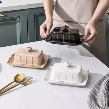 Керамическая масленка с крышкой, фарфоровый винтажный, герметичный, сырница, тарелка для хранения, контейнер для крокодилов, органайзер для посудомоечной машины