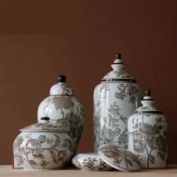 Керамическая ваза Jingdezhen, украшение для гостиной, Современная ручная работа, античный часы с Европейским орнаментом, керамический горшок, фарфоровая банка