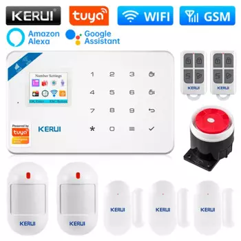 KERUI W181 Беспроводная домашняя безопасность Tuya Smart WIFI GSM сигнализация Приложение Управление Датчик двери PIR Детектор движения Комплект охранной сигнализации
