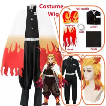 Кимоно для косплея Rengoku Kyoujurou Kimetsu no Yaiba для взрослых и детей