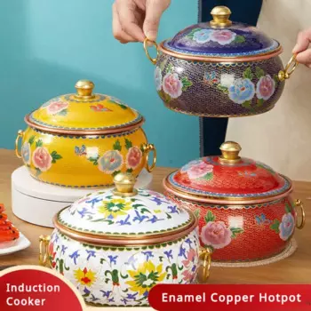 Китайская перегородчатая эмаль эмалированный медный Hotpot для индукционной плиты
