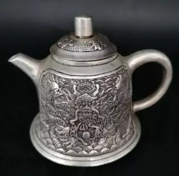 Китайская Статуэтка из белой меди с девятью Драконами