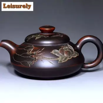 Китайский керамический чайник Qinzhou Nixing, 240 мл, известный чайник ручной работы из фиолетовой глины, красивый чайник для заваривания, чайный набор на заказ