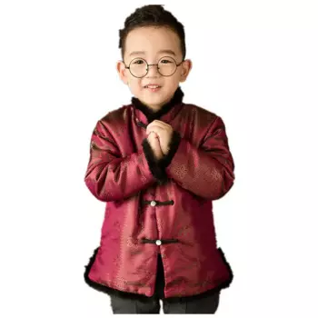 Китайский костюм, Детское пальто, костюм Тан, одежда для маленьких мальчиков, наряды, флисовая детская верхняя одежда, китайское платье, куртка, праздничный наряд на весну