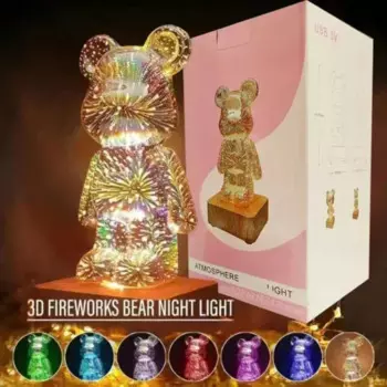 KIXINKISSING 3D Медведь Фейерверк Ночник