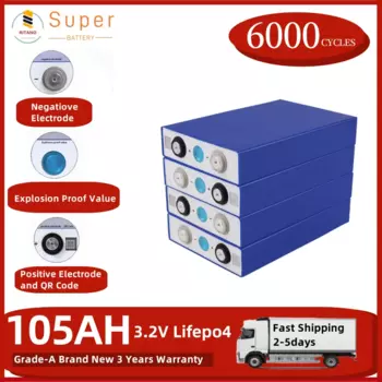Класс A EV Lifepo4 105AH 3,2 В Аккумуляторные элементы LF105 Lifepo4 Батарея 105AH Литиевые батареи для автофургонов
